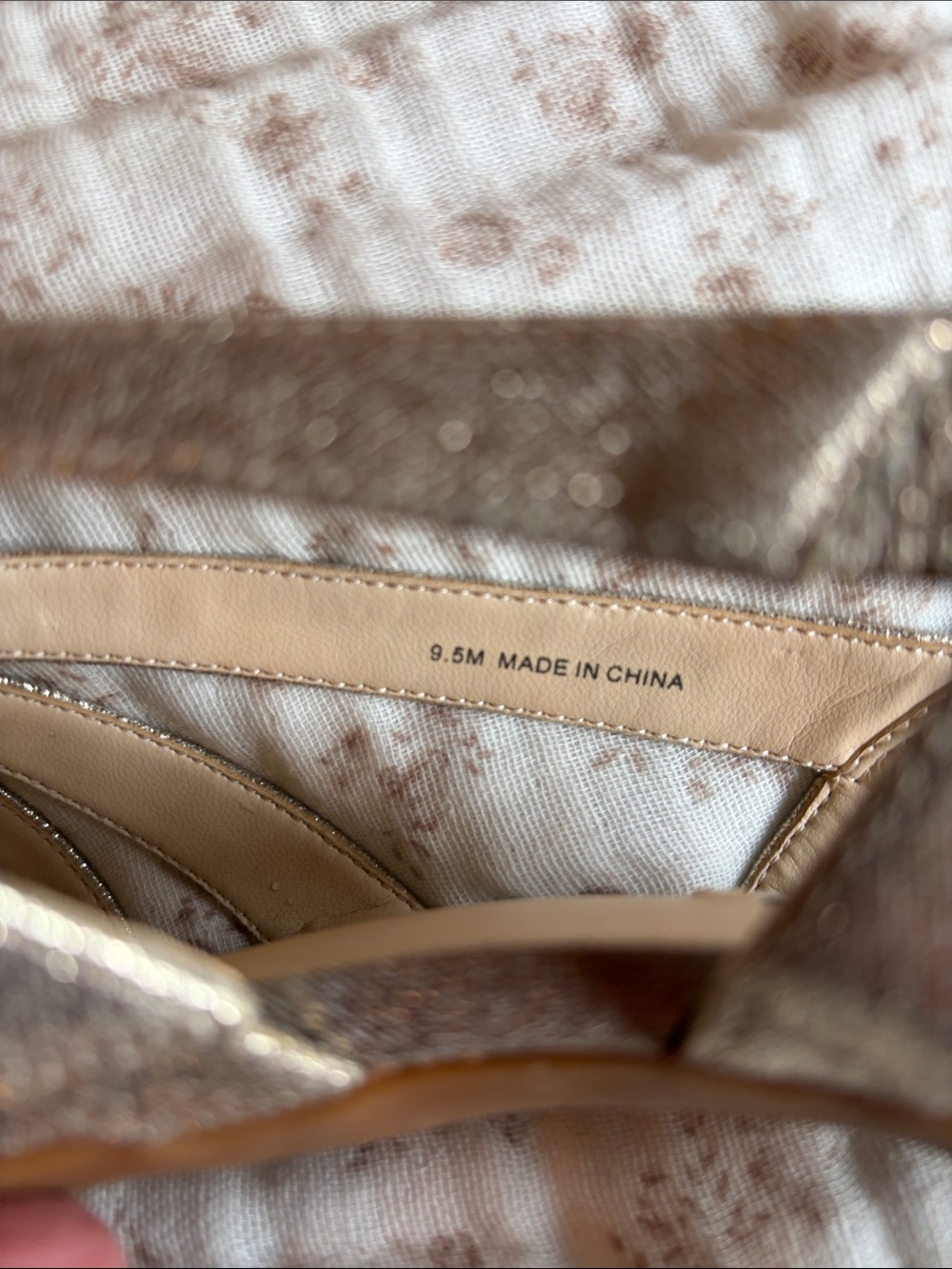 Alex Marie Metallic Gold Beaded Slingback Heels - Picture 11 of 12